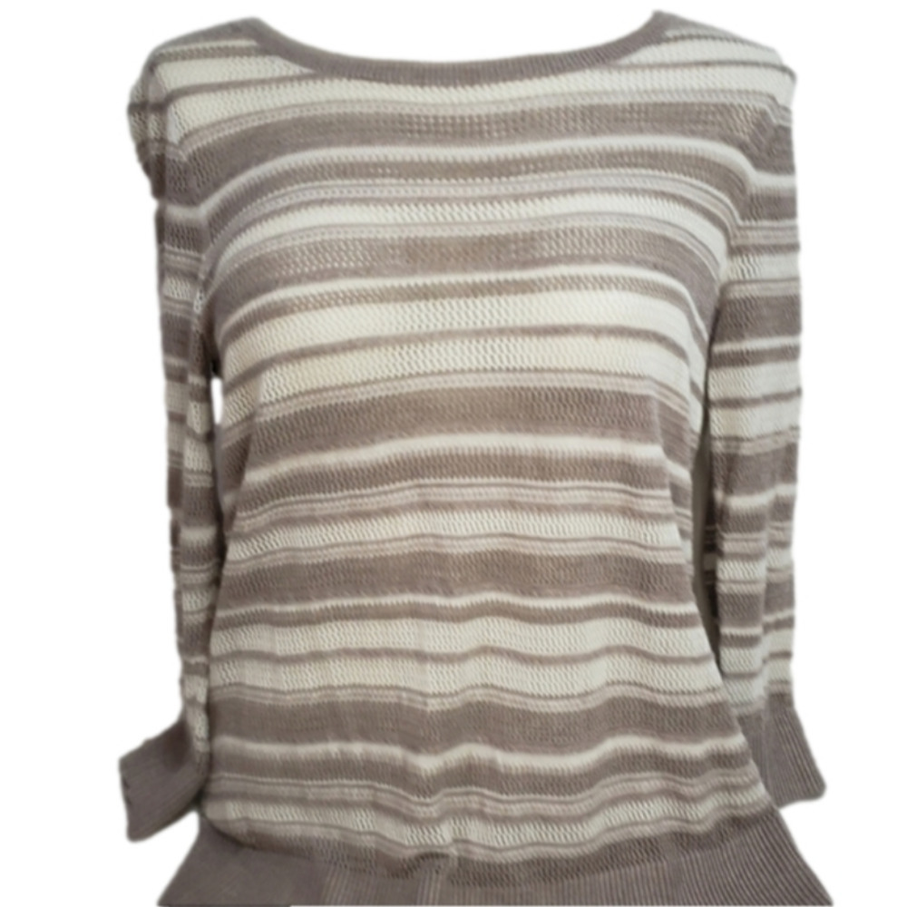 Banana Republic Pink Stripped Mesh Sweater